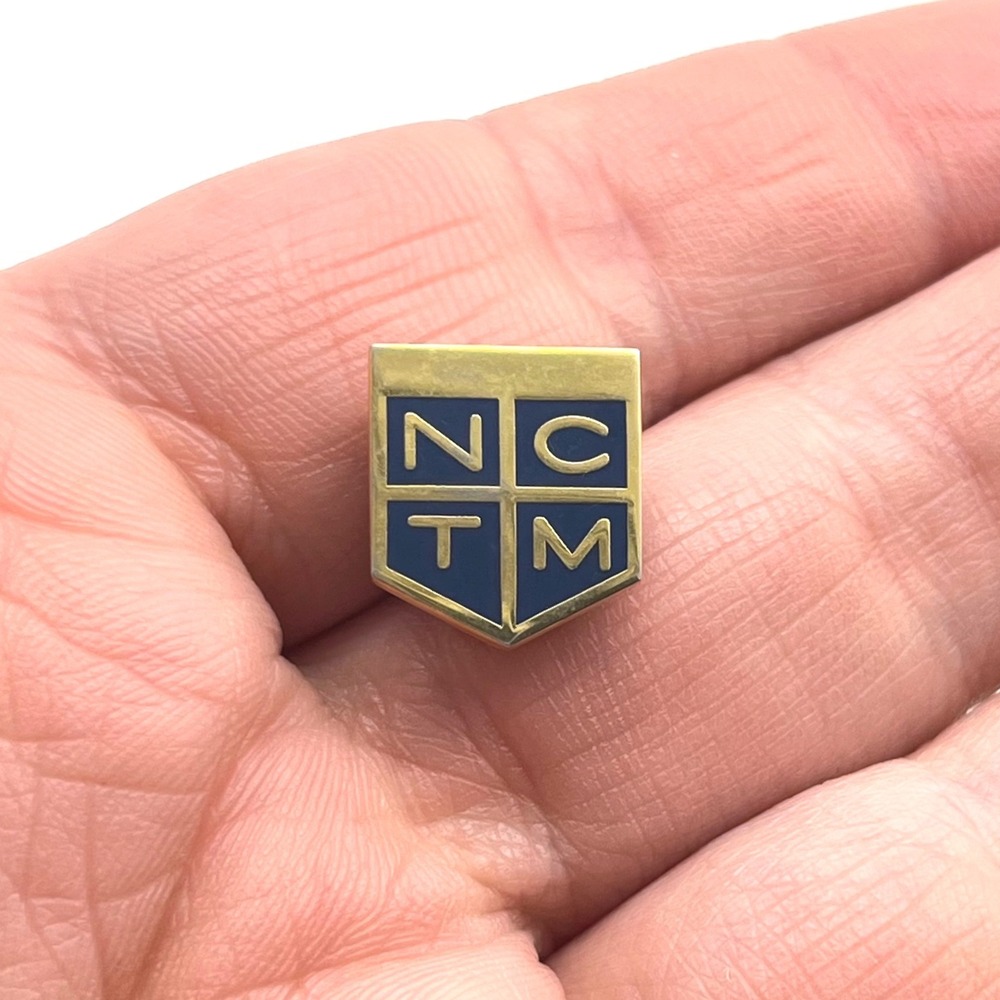 Vintage NCTM National Council of Teachers of Mathematics Blue Gold Shield Pin